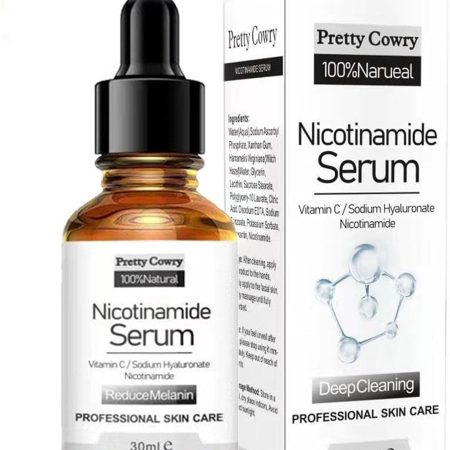 Pretty Cowry Nicotinamide Serum with Vitamin C | 30 ml Nicotinamide Face Serum for Anti-Wrinkles and Age, Even Skin, Against Blemishes and Stains