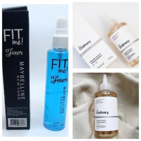 Pack of 2 The Ordinary Glycolic Acid (240ML) + Maybelline Fit Me Fixer (120ml)