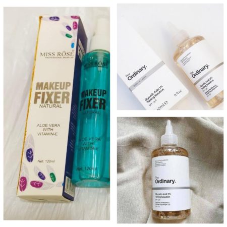 Pack of 2 The Ordinary Glycolic Acid (240ml) + Miss Rose Natural Makeup Fixer With Vitamin-E (120ml)