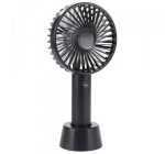 Portable USB Rechargeable Handheld 3 Speed Strong Wind Electric Small Mini Cooling Fan (Black)